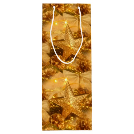 Gouden Kerstmis Wijn Gift Bag Cadeautas (Achterkant)