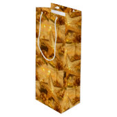 Gouden Kerstmis Wijn Gift Bag Cadeautas (Voorkant Gekanteld)
