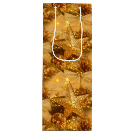 Gouden Kerstmis Wijn Gift Bag Wijn Cadeautas (Voorkant)