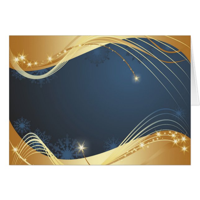 Gouden kerstmotief met blauwe achtergrond... (Voorkant Horizontaal)