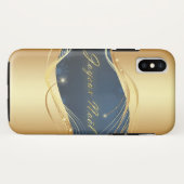 Gouden kerstmotief met blauwe achtergrond... Case-Mate iPhone case (Achterkant (horizontaal))
