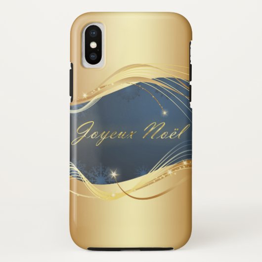 Gouden kerstmotief met blauwe achtergrond... Case-Mate iPhone case (Achterkant)