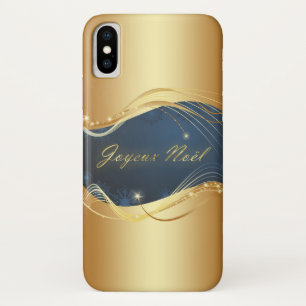 Gouden kerstmotief met blauwe achtergrond... iPhone x hoesje