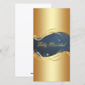 Gouden Kerstmotief met blauwe achtergrond... Feestdagenkaart (Voorkant / Achterkant)