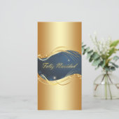 Gouden Kerstmotief met blauwe achtergrond... Feestdagenkaart (Staand voorkant)