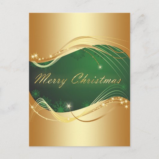 Gouden kerstmotief met groene achtergrond briefkaart (Voorkant)
