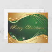 Gouden kerstmotief met groene achtergrond briefkaart (Voorkant / Achterkant)