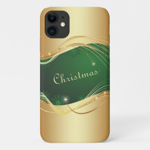 Gouden kerstmotief met groene achtergrond... Case-Mate iPhone case