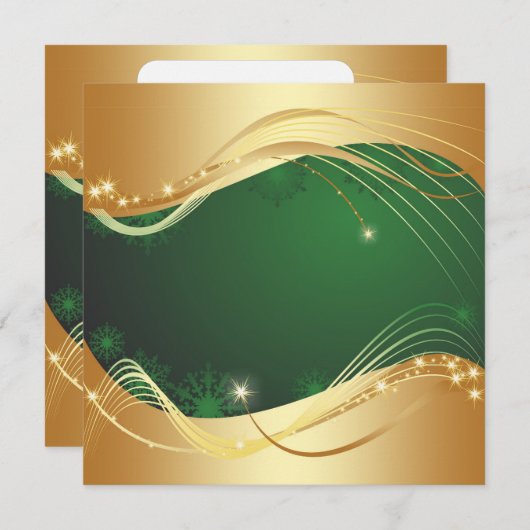 Gouden Kerstmotief met groene achtergrond... Feestdagenkaart (Voorkant / Achterkant)