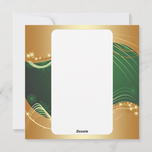 Gouden Kerstmotief met groene achtergrond... Feestdagenkaart (Achterkant)