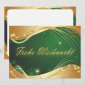 Gouden kerstmotief met groene achtergrond feestdagenkaart (Voorkant / Achterkant)
