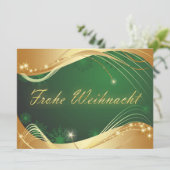 Gouden kerstmotief met groene achtergrond feestdagenkaart (Staand voorkant)