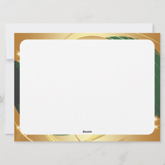 Gouden kerstmotief met groene achtergrond feestdagenkaart (Achterkant)