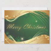 Gouden kerstmotief met groene achtergrond feestdagenkaart (Voorkant)