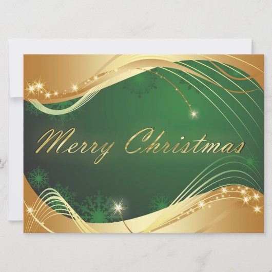 Gouden kerstmotief met groene achtergrond feestdagenkaart (Voorkant)