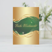 Gouden kerstmotief met groene achtergrond kaart (Staand voorkant)