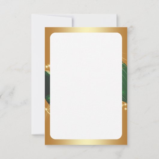 Gouden kerstmotief met groene achtergrond kaart (Achterkant)