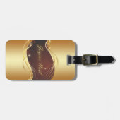 Gouden kerstmotief met rode achtergrond... bagagelabel (Voorkant horizontaal)