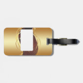 Gouden kerstmotief met rode achtergrond... bagagelabel (Achterkant horizontaal)