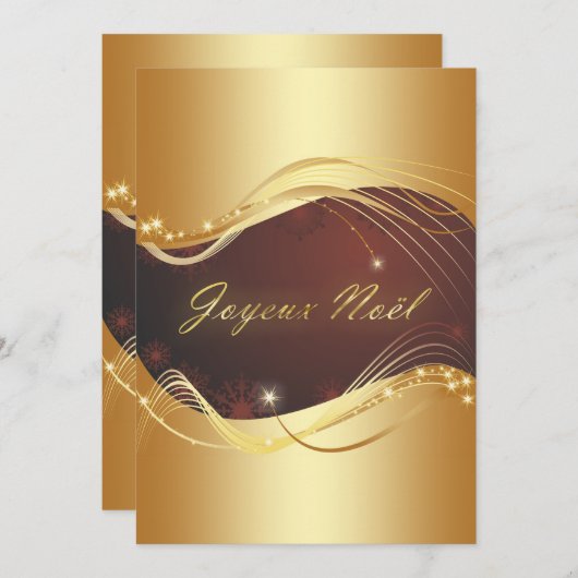 Gouden kerstmotief met rode achtergrond... feestdagenkaart (Voorkant / Achterkant)