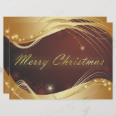 Gouden kerstmotief met rode achtergrond feestdagenkaart (Voorkant / Achterkant)