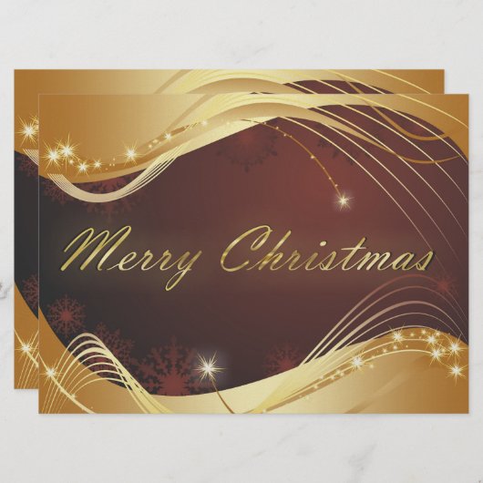 Gouden kerstmotief met rode achtergrond feestdagenkaart (Voorkant / Achterkant)