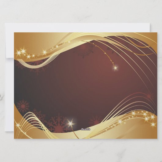 Gouden kerstmotief met rode achtergrond feestdagenkaart (Achterkant)