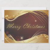 Gouden kerstmotief met rode achtergrond feestdagenkaart (Voorkant)