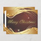 Gouden kerstmotief met rode achtergrond feestdagenkaart (Voorkant / Achterkant)