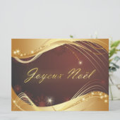 Gouden kerstmotief met rode achtergrond... feestdagenkaart (Staand voorkant)