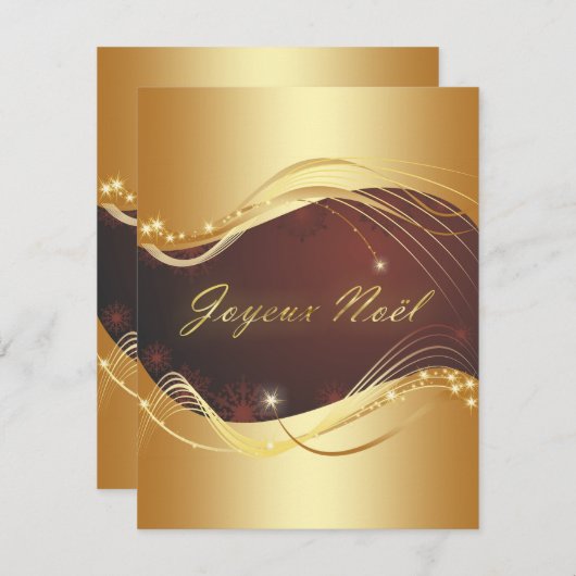 Gouden kerstmotief met rode achtergrond... feestdagenkaart (Voorkant / Achterkant)