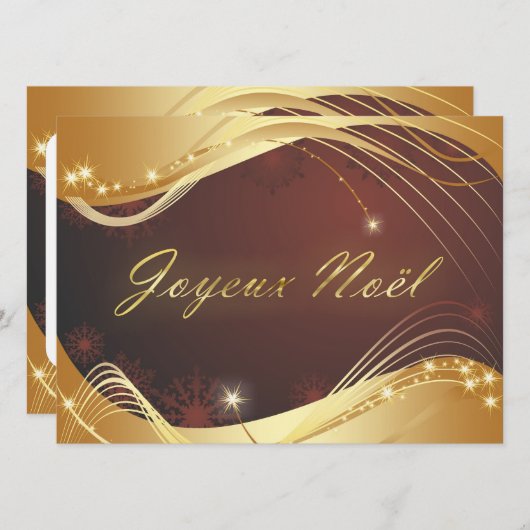 Gouden kerstmotief met rode achtergrond... feestdagenkaart (Voorkant / Achterkant)