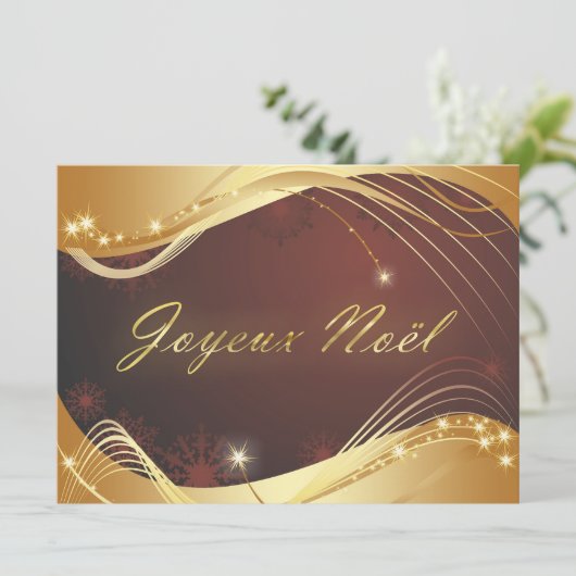 Gouden kerstmotief met rode achtergrond... feestdagenkaart (Staand voorkant)