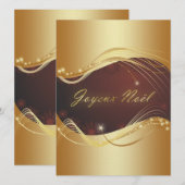 Gouden kerstmotief met rode achtergrond... feestdagenkaart (Voorkant / Achterkant)