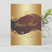 Gouden kerstmotief met rode achtergrond... feestdagenkaart (Staand voorkant)