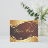 Gouden kerstmotief met rode achtergrond... feestdagenkaart (Staand voorkant)