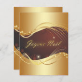 Gouden kerstmotief met rode achtergrond... feestdagenkaart (Voorkant / Achterkant)