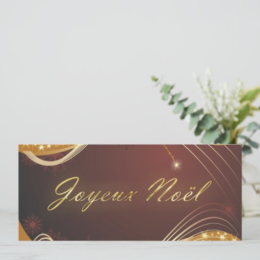 Gouden kerstmotief met rode achtergrond... feestdagenkaart (Staand voorkant)