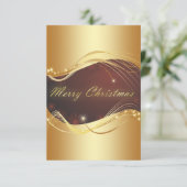 Gouden kerstmotief met rode achtergrond kaart (Staand voorkant)