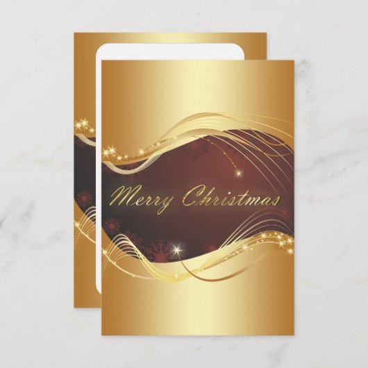 Gouden kerstmotief met rode achtergrond kaart (Voorkant / Achterkant)