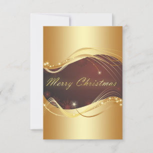 Gouden Kerstmotief met rode achtergrond Kaart