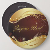 Gouden kerstmotief met rode achtergrond... ronde button 6,0 cm (Voorkant /achterkant)