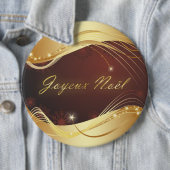 Gouden kerstmotief met rode achtergrond... ronde button 6,0 cm (In situ)