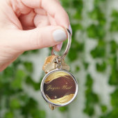Gouden Kerstmotief met rode achtergrond... Sleutelhanger (Hand)