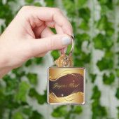 Gouden kerstmotief met rode achtergrond... sleutelhanger (Hand)