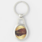 Gouden Kerstmotief met rode achtergrond... Sleutelhanger (Voorkant)