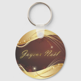 Gouden Kerstmotief met rode achtergrond... Sleutelhanger