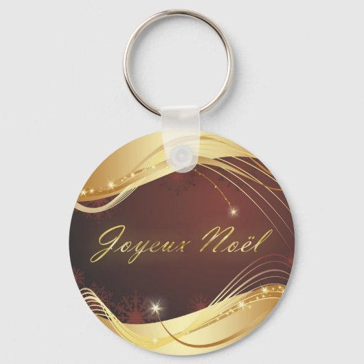 Gouden Kerstmotief met rode achtergrond... Sleutelhanger (Voorkant)