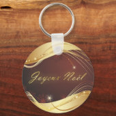 Gouden Kerstmotief met rode achtergrond... Sleutelhanger (Voorkant)