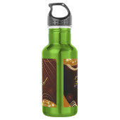 Gouden kerstmotief met rode achtergrond... waterfles (Achterkant)